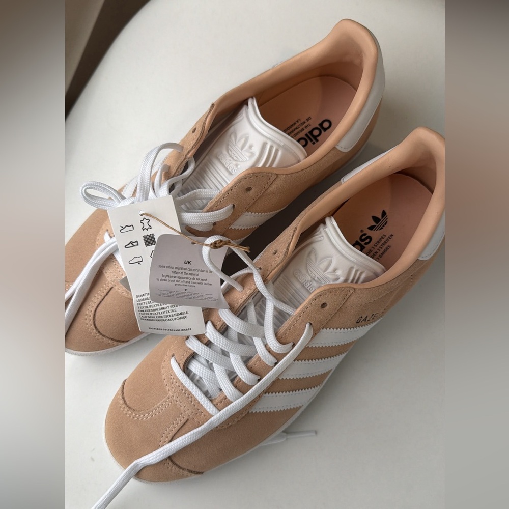 Adidas Gazelle Tan and White Sneakers - Picture 2 of 3